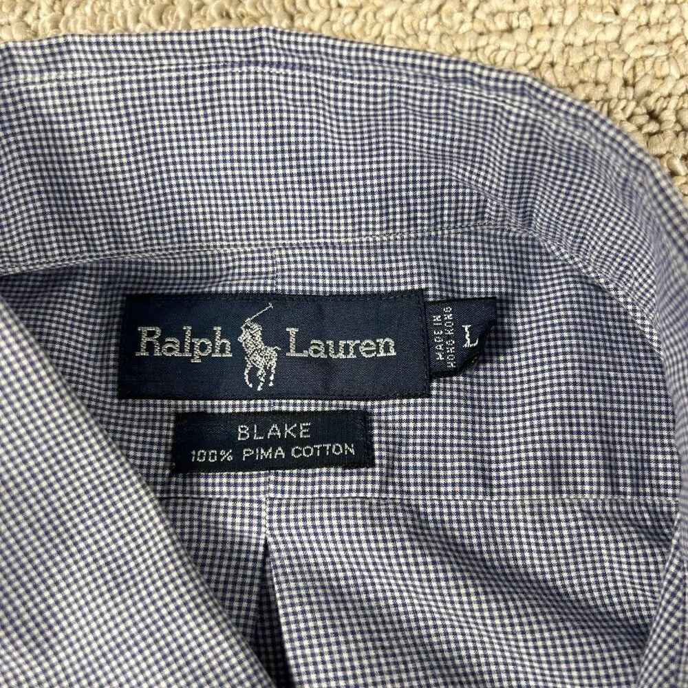 Polo Ralph Lauren Blake Plaid Button Down Shirt Blue White Men’s Size Large - Picture 3 of 8